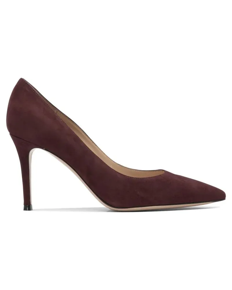 Gianvito Rossi Hohe Schuhe Pointed Toe Burgundy Suede Pumps rot Rot