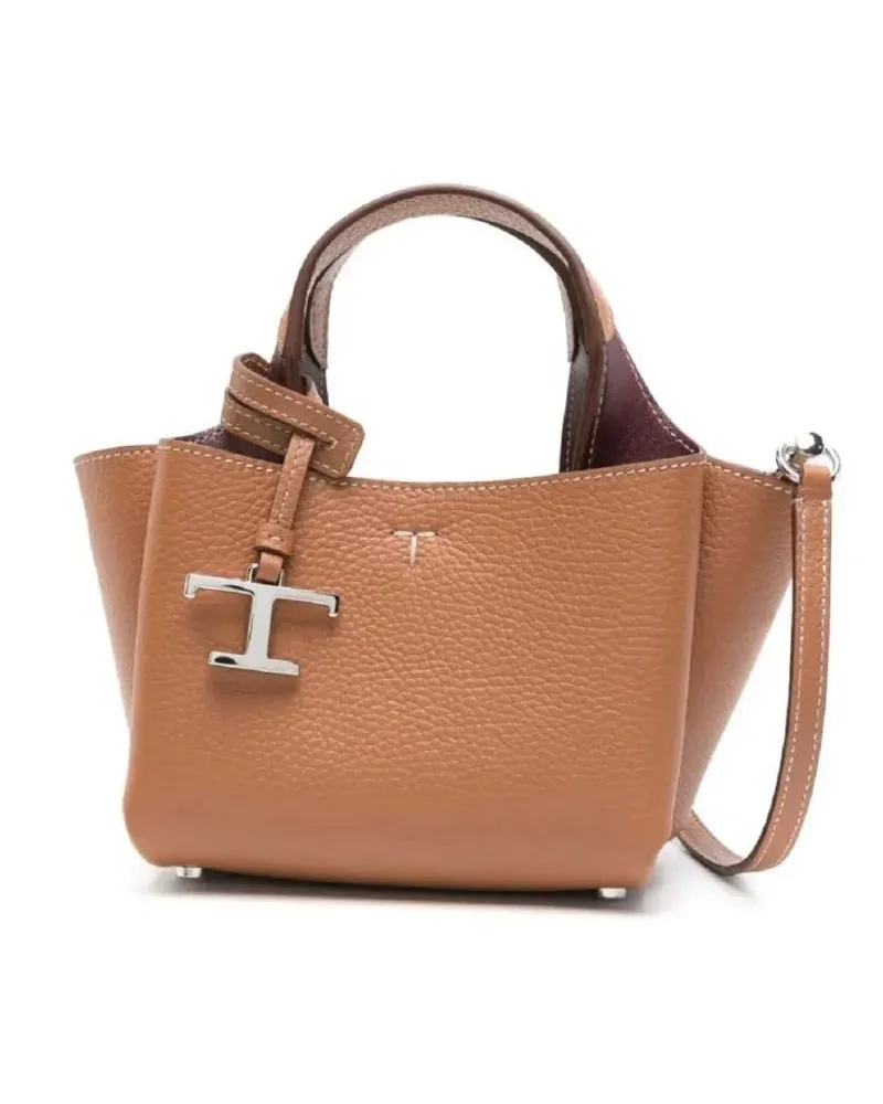 TOD'S Hobo Bags Grained Leather Shoulder Bag braun Braun