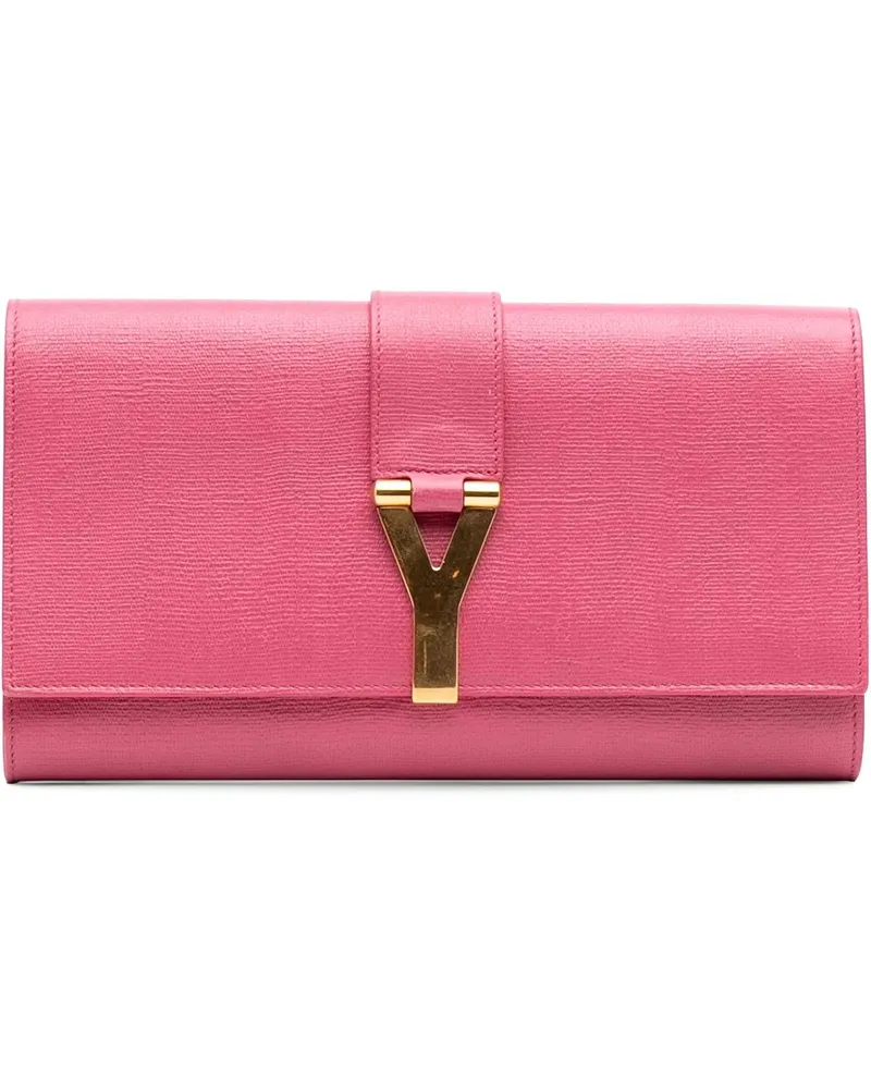 Saint Laurent Clutches Textured Calfskin Chyc Ligne Clutch rosa Gold