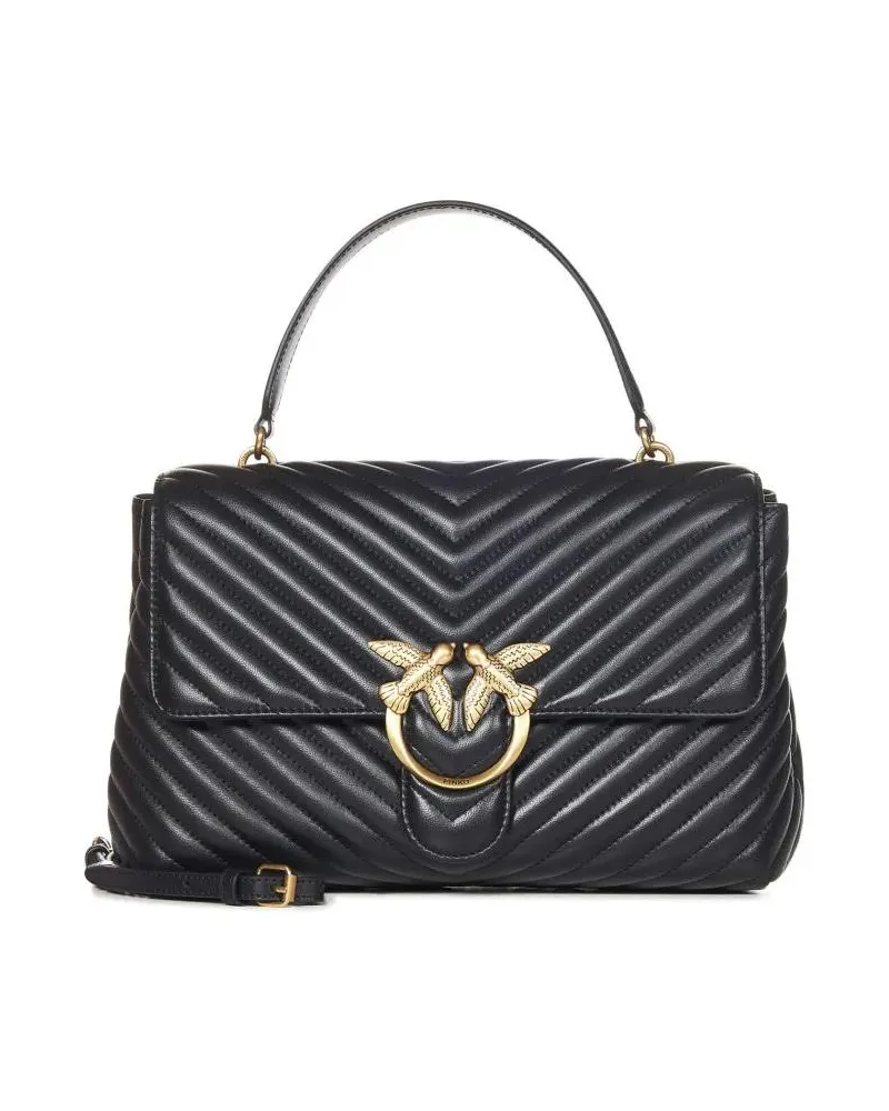 Pinko Hobo Bags Big Black Chevron-Quilted Nappa Top Handle Bag schwarz Schwarz