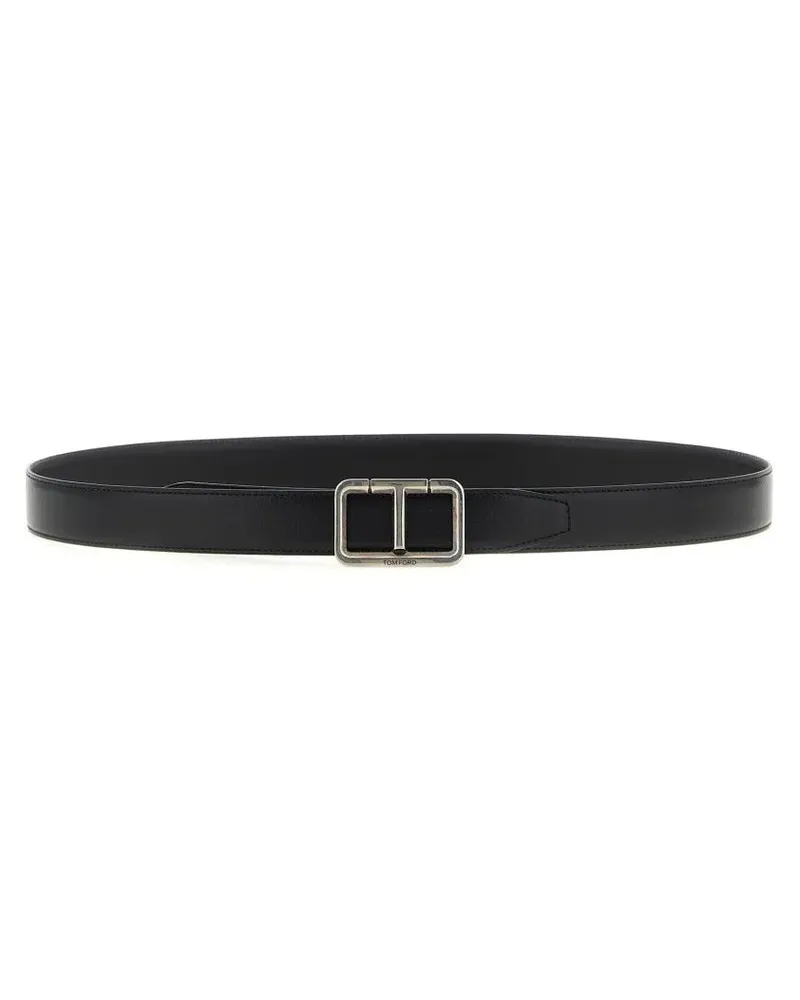 Tom Ford Gürtel Antique Buckle Reversible Belt schwarz Schwarz