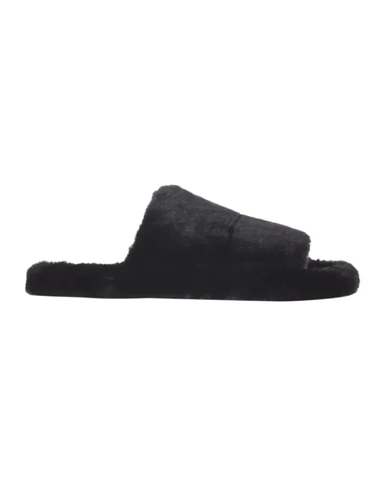 Dolce & Gabbana Loafer Faux Fur Footbed Slip-On Sandals schwarz Schwarz