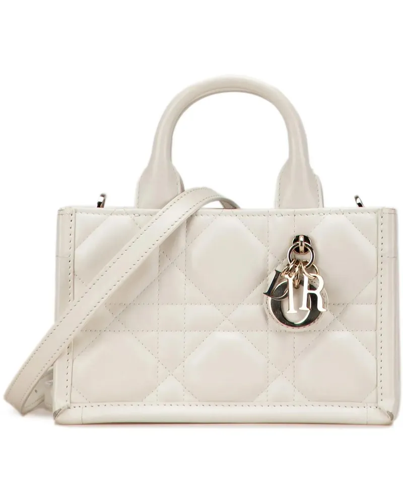 Dior Hobo Bags Mini Calfskin Macrocannage Book Tote weiß Weiß