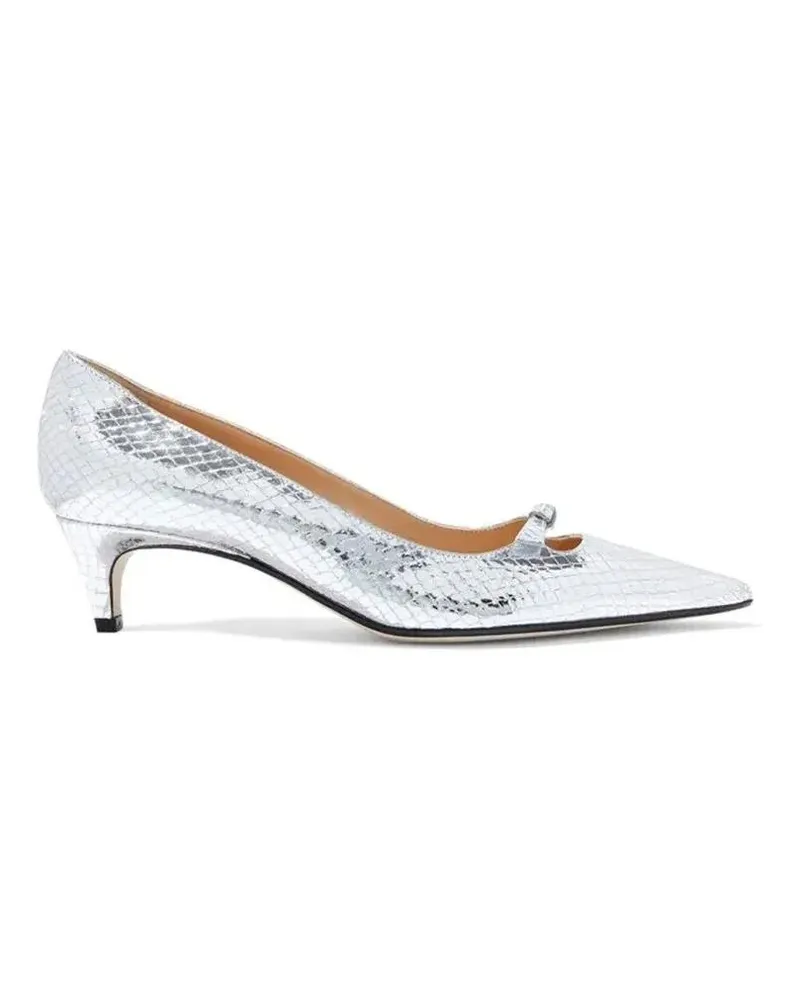Sergio Rossi Hohe Schuhe Isobel 045 Leather Pumps With Pointed Toe And Bow silberfarben 