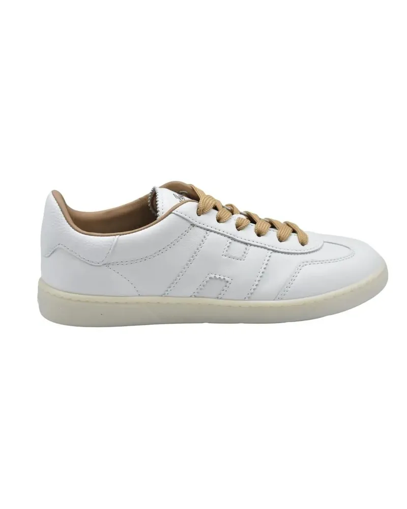 Hogan Low-Top Sneaker White Leather Sneakers With Contrasting Tan Laces weiß Weiß