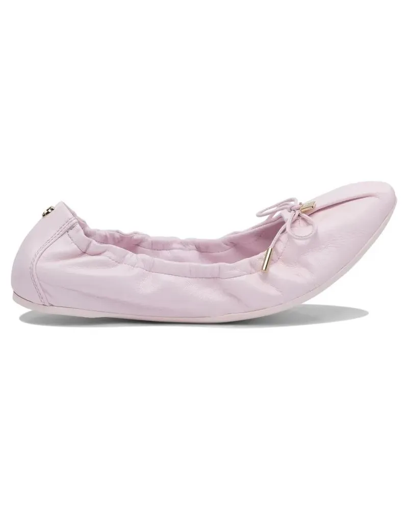 Ferragamo Leather Ballerinas With Bow Accent weiß Weiß