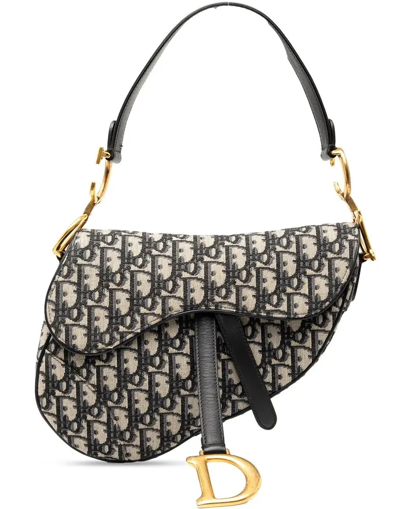 Dior Hobo Bags Oblique Canvas Saddle Bag blau Blau