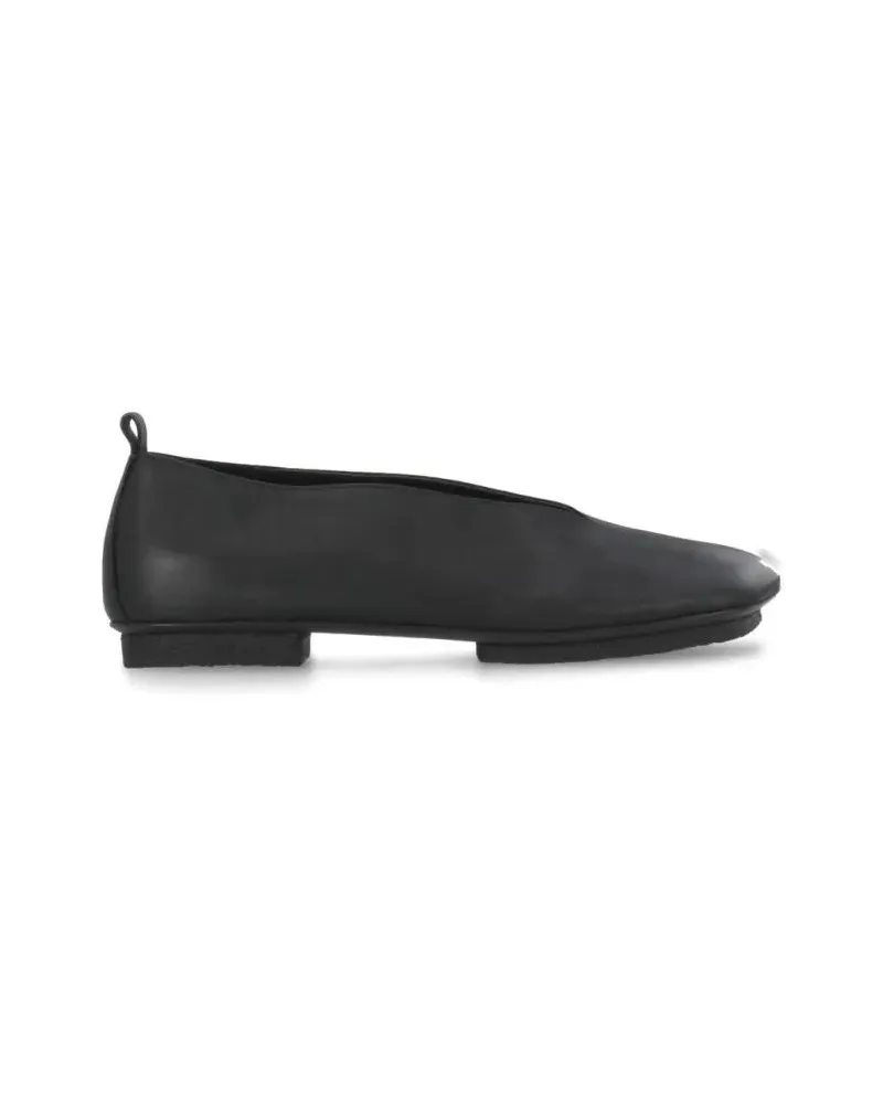 Uma Wang Black Smooth Leather Ballet Shoes schwarz Schwarz