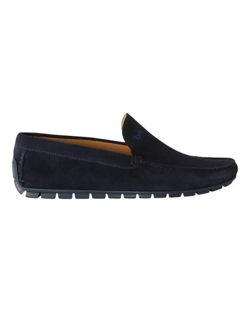 Harmont & Blaine Loafer Blue Suede Moccasins With Rubber-Studded Sole blau Blau