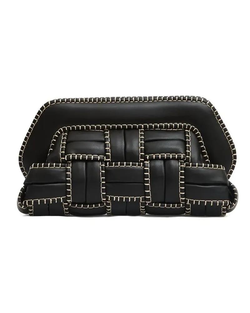 THEMOIRÈ Clutches Structured Black Vegan Leather Clutch With Beige S schwarz Schwarz
