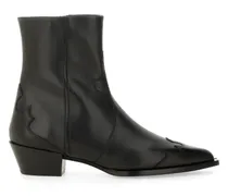 Stiefel Pointed Toe Western-Inspired Black Leather Boots schwarz