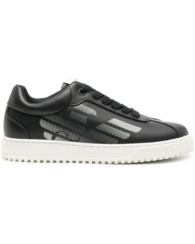 Emporio Armani Low-Top Sneaker Blue Trainers With Leather Upper And Rubber Sole blau Blau