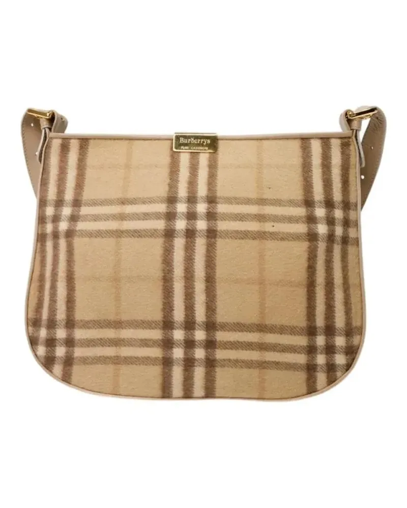 Burberry Hobo Bags Tracolla Square Mm Check Pattern Wool Shoulder Bag beige Beige