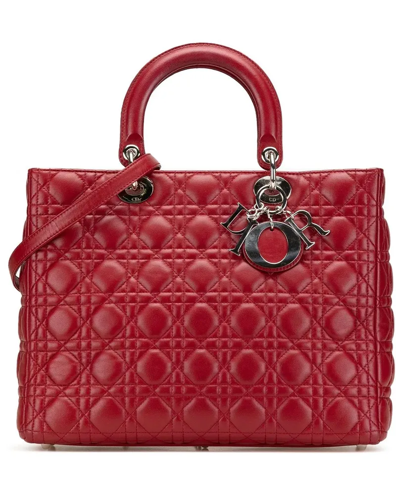 Dior Hobo Bags 2010 Large Lambskin Cannage Lady Dior rot Rot