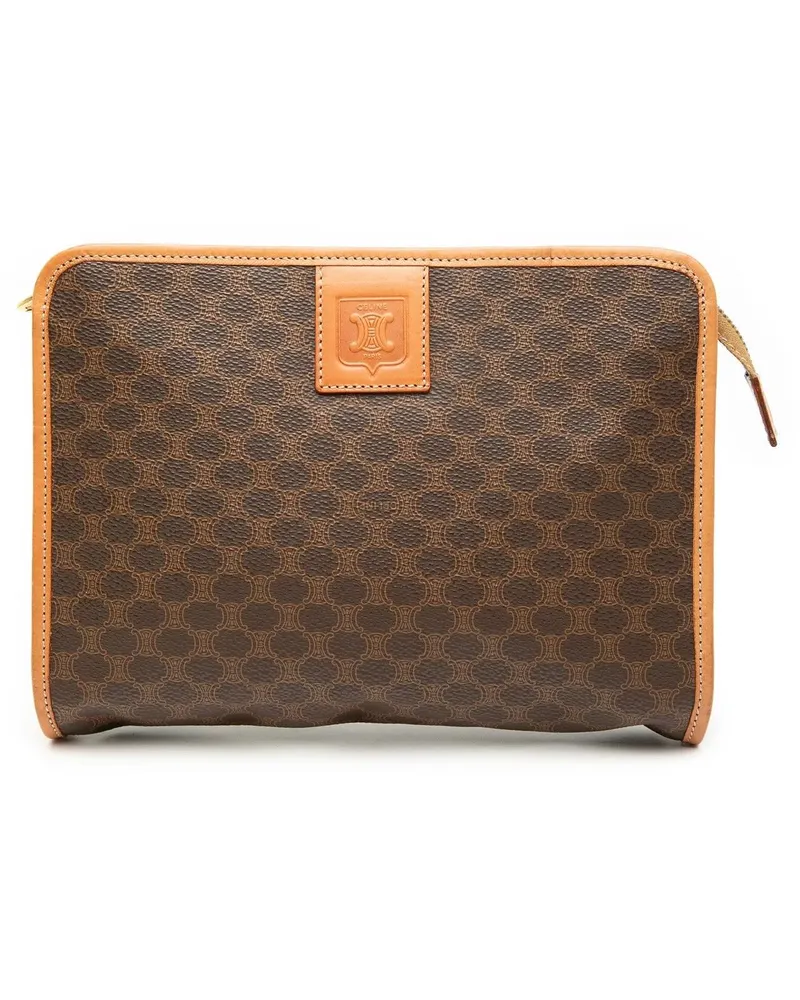 Celine Clutches Macadam Coated Canvas Clutch braun Braun