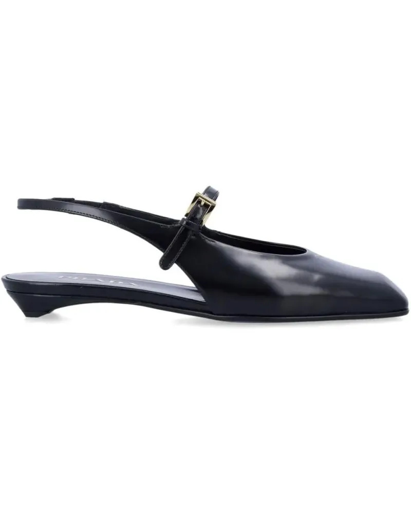 Prada Pointed Toe Flat Shoes With Slingback Strap schwarz Schwarz