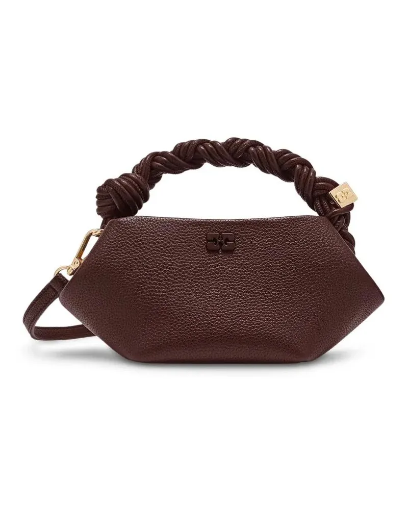 Ganni Hobo Bags Mini Grained Bou Bag With Twisted Handle schwarz Schwarz