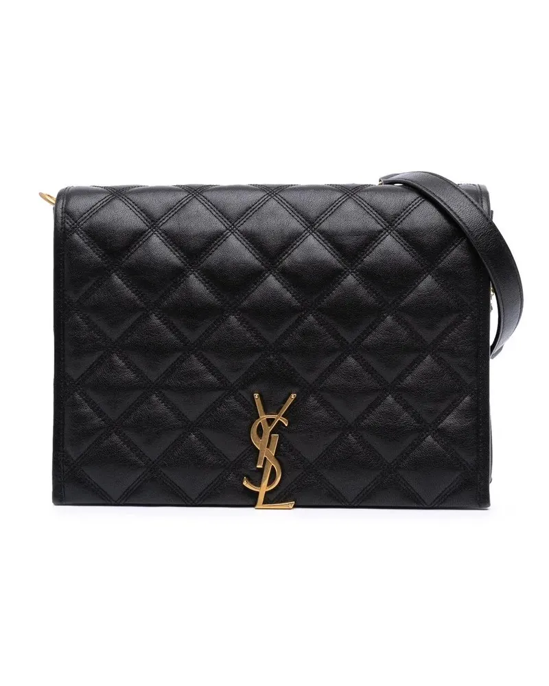 Saint Laurent Hobo Bags Small Quilted Lambskin Becky Chain Shoulder Bag schwarz Schwarz