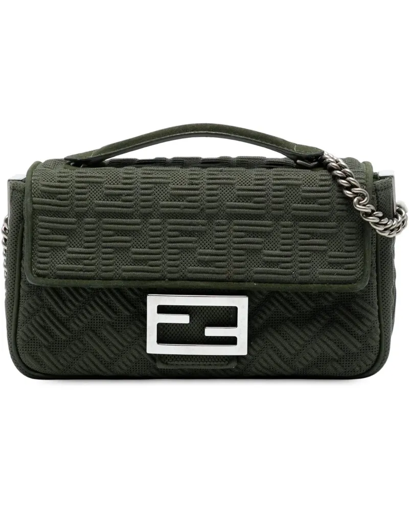 Fendi Hobo Bags Zucca Embossed Technical Fabric Chain Midi Baguett grün Grün