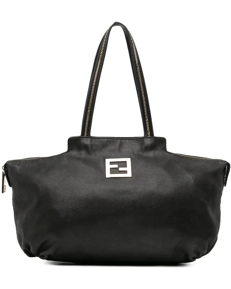 Fendi Shopper Medium Nubuck Chains Tote schwarz Schwarz