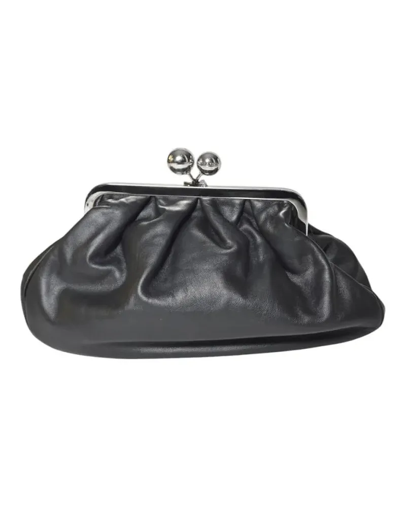 Max Mara Clutches Soft Gathered Leather Clutch With Detachable Chain schwarz Schwarz