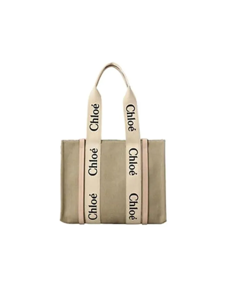 Chloé Shopper & Totes Linen Medium Tote Bag With Contrasting Straps beige Beige