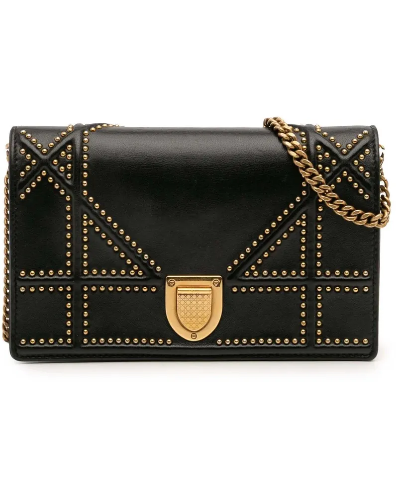 Dior Hobo Bags Studded Calfskin Diorama Wallet on Chain schwarz Schwarz