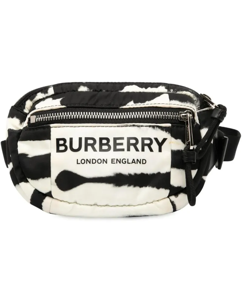 Burberry Bauchtaschen Zebra Print Nylon Logo Cannon Belt Bag weiß Weiß