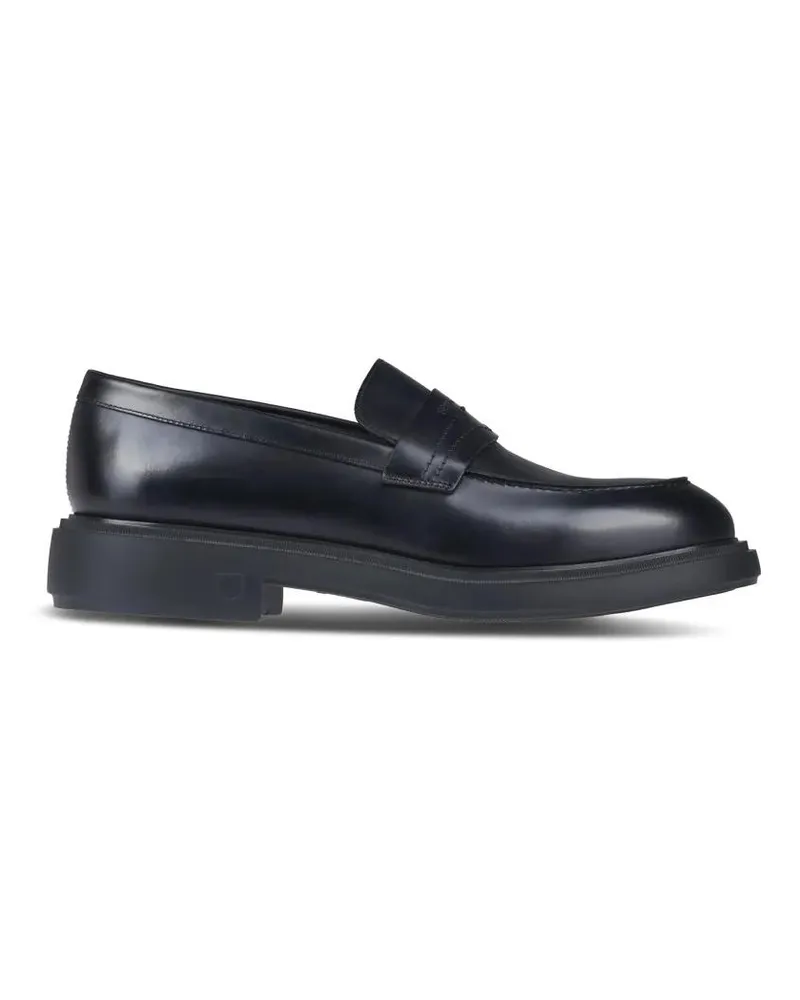 Ferragamo Loafer Polished Black Calf Leather Flat Shoes With Rounde schwarz Schwarz