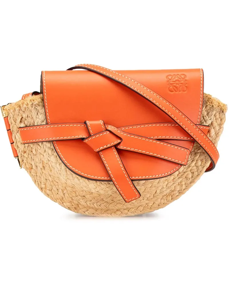 Loewe Hobo Bags Mini Raffia Gate Crossbody braun Braun