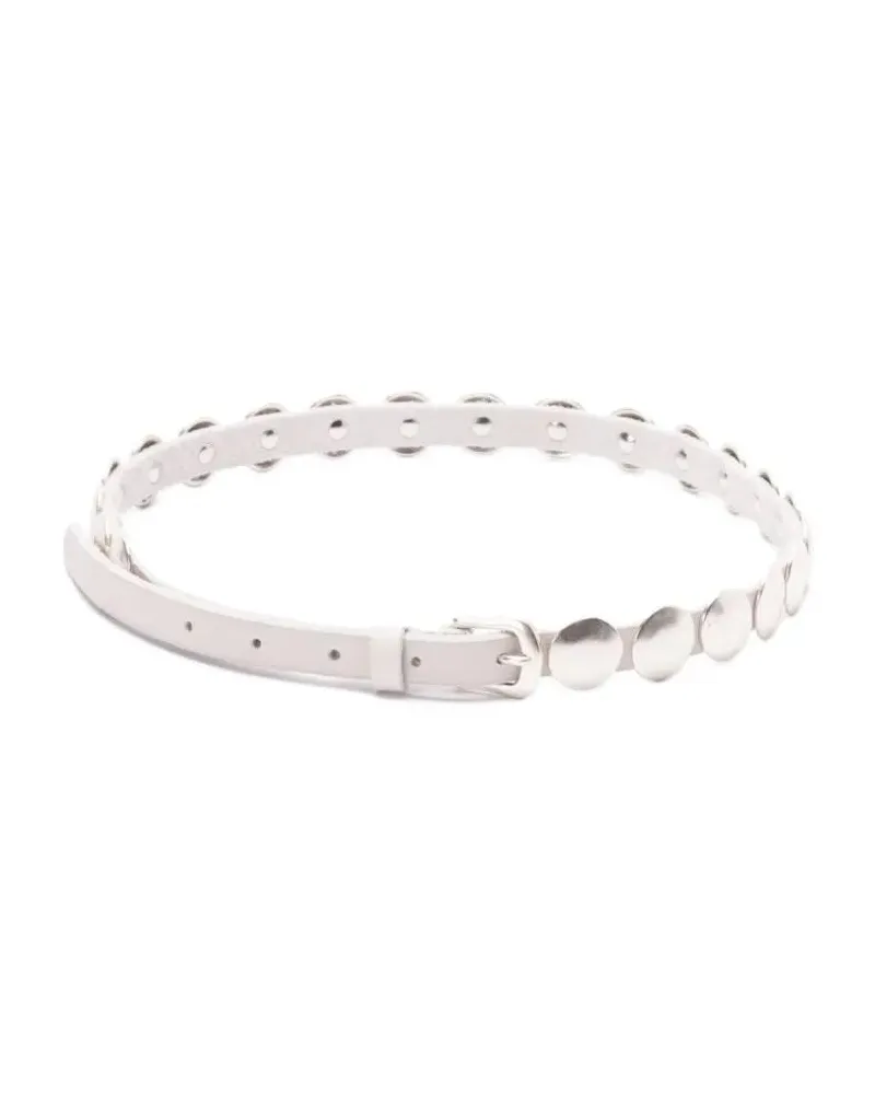 Golden Goose Gürtel Adjustable Leather Belt With Silver-Tone Accents beige Beige