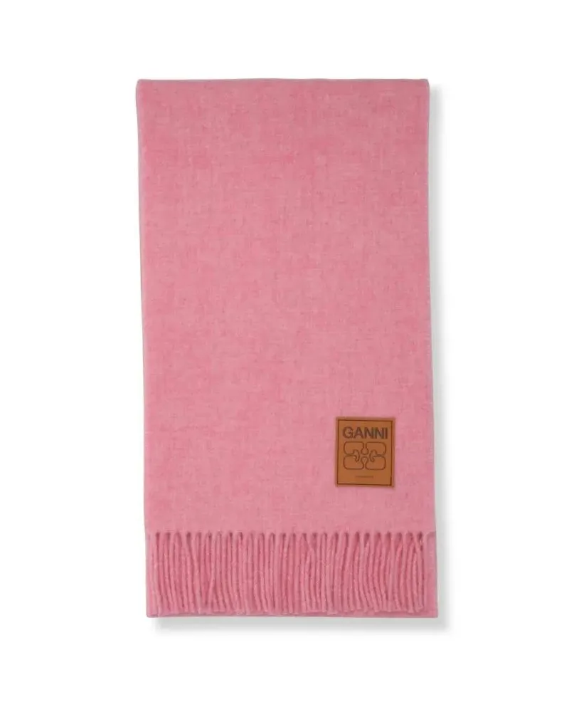 Ganni Tücher & Schals Double-Face Wool Scarf With Solid Design pink Rosa