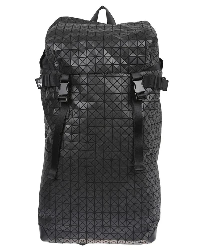 Issey Miyake Rucksäcke Geometric Pattern Leather Backpack With Structured schwarz Schwarz