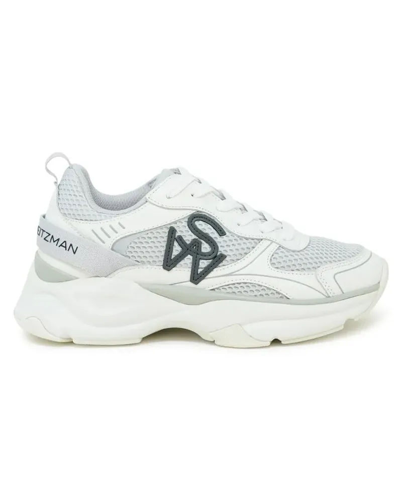 Stuart Weitzman Low-Top Sneaker Grey And White Calf Leather Trainer weiß Weiß