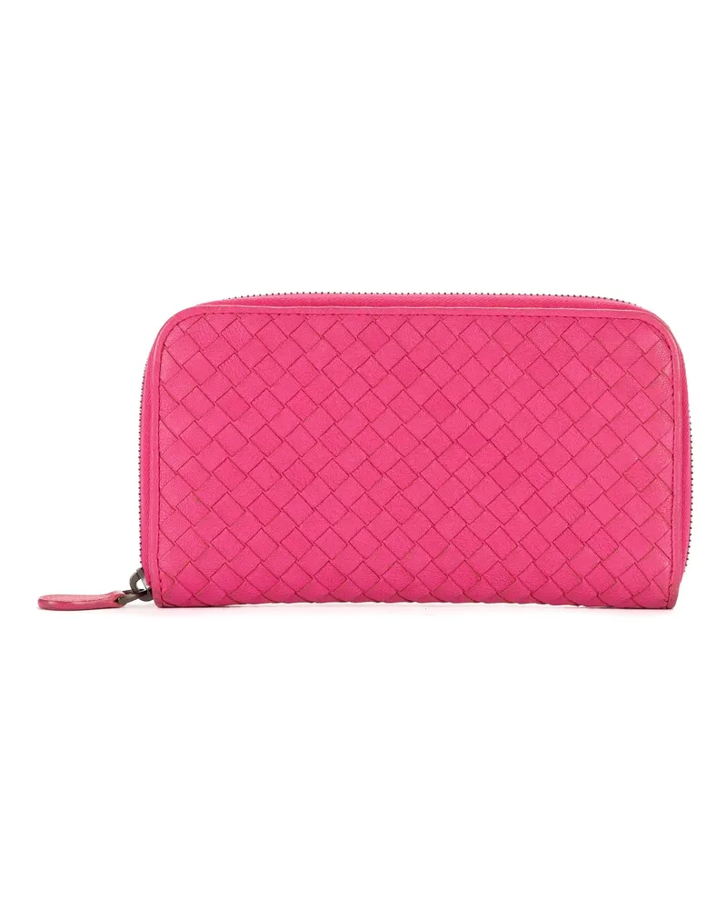 Bottega Veneta Crossbody Bags Intrecciato Zip Around Wallet pink Rosa