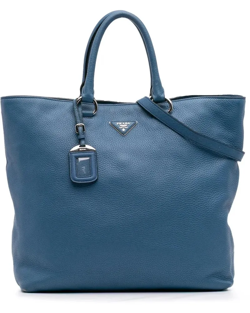 Prada Hobo Bags Vitello Daino Open Convertible Tote blau Blau
