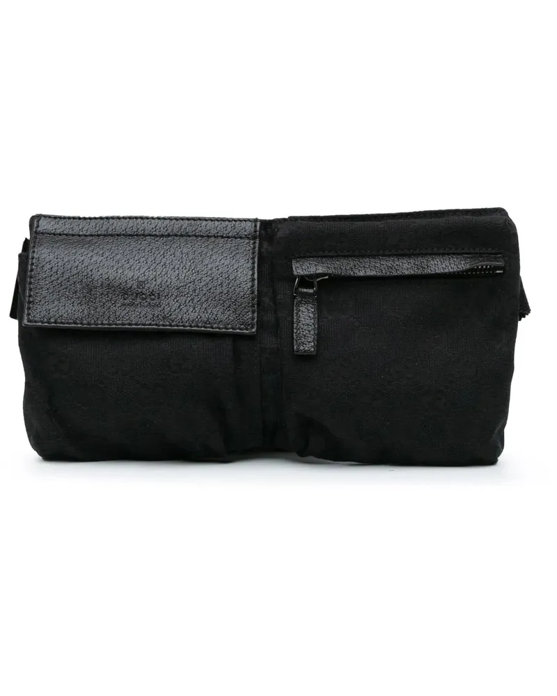 Gucci Bauchtaschen GG Canvas Double Pocket Belt Bag schwarz Schwarz