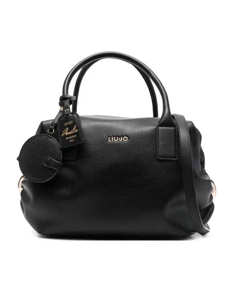 Liu Jo Hobo Bags Textured Synthetic Leather Handbag With Gold-Tone schwarz Schwarz