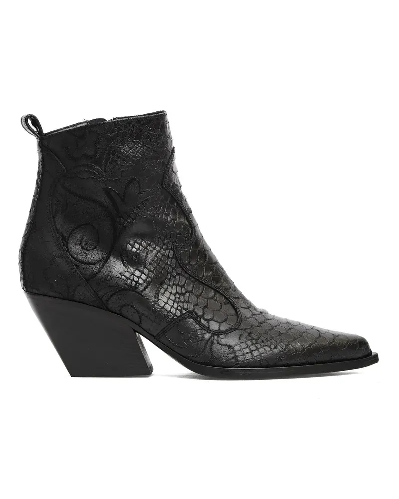 Elena Iachi Stiefel Ankle Boots With Black Python Print And Intricate schwarz Schwarz