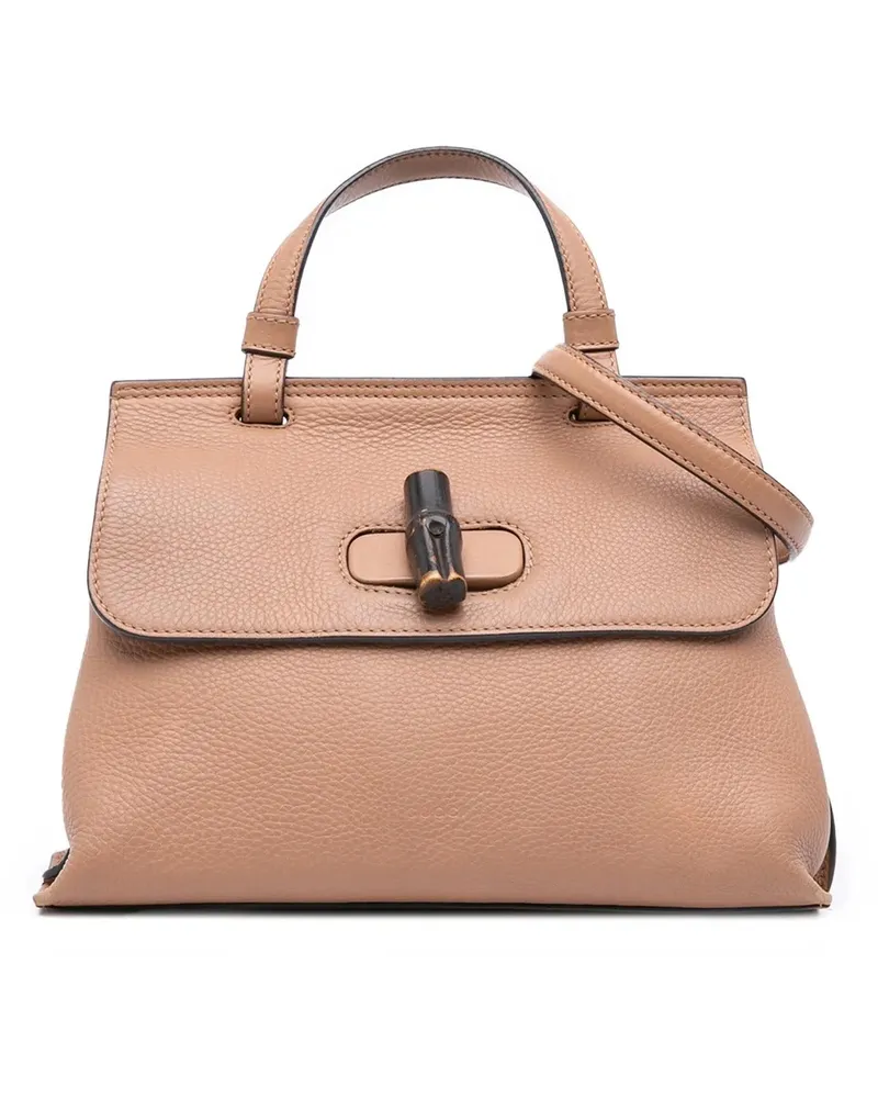 Gucci Hobo Bags Small Leather Bamboo Daily Satchel braun Braun