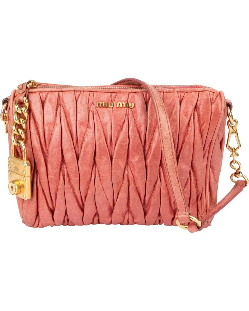 Miu Miu Crossbody Bags  Quilted Leather City Shoulder Bag rosa Gold