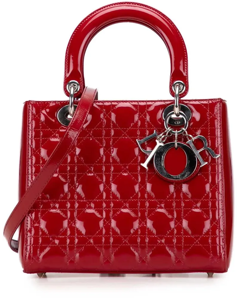 Dior Hobo Bags Medium Patent Cannage Lady Dior rot Rot