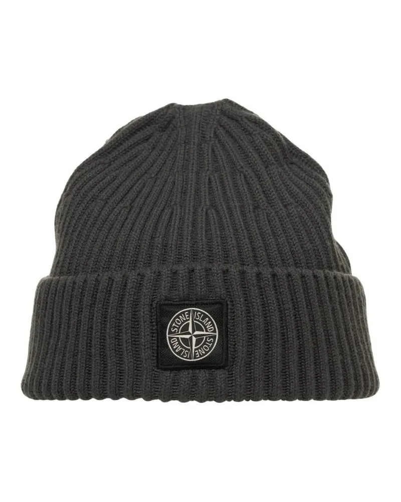 Stone Island Caps & Mützen Knitted Beanie With Ribbed Texture schwarz Schwarz