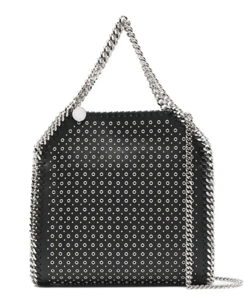 Stella McCartney Hobo Bags Structured Black Shoulder Bag With Perforated Desi schwarz Schwarz