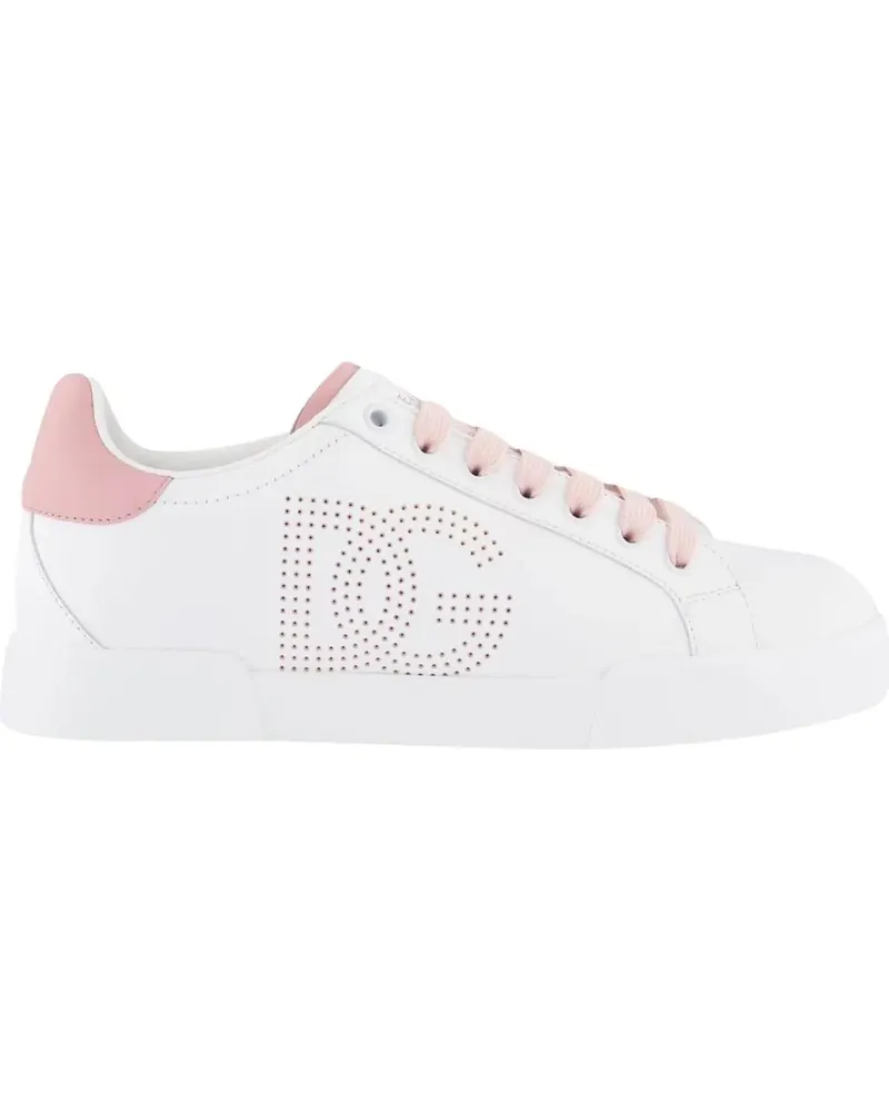 Dolce & Gabbana Low-Top Sneaker Dames Portofino Sneaker Wit/Roze weiß Weiß
