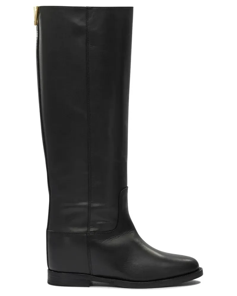 Via Roma 15 Stiefel Tall Black Leather Ankle Boots schwarz Schwarz