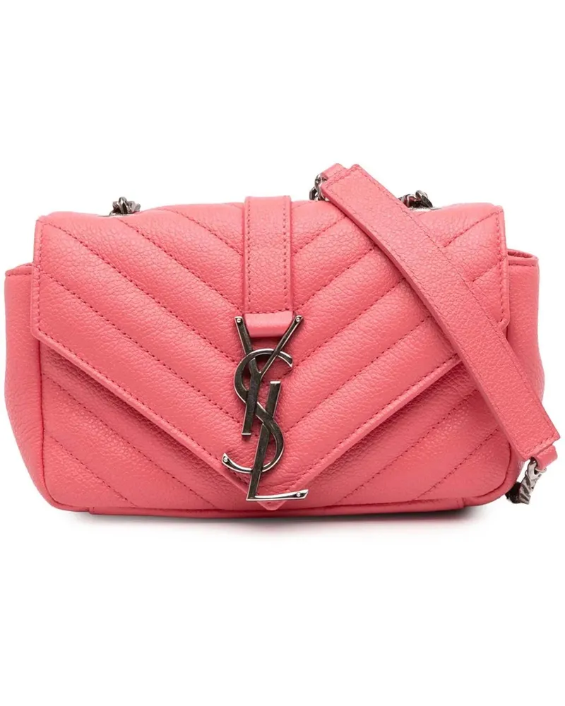 Saint Laurent Hobo Bags Baby Grained Calfskin Chevron Classic Monogram Cha rosa Gold