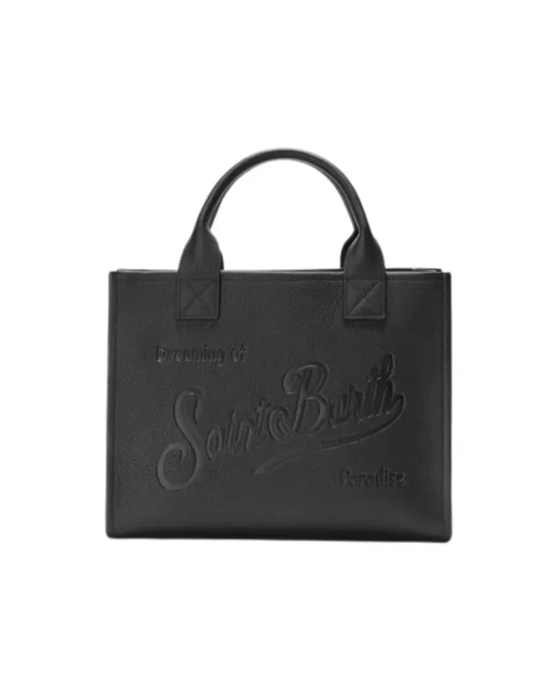 MC2 Saint Barth Hobo Bags Structured Handbag With Embossed Text schwarz Schwarz