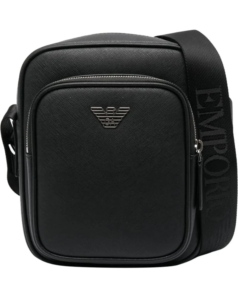 Emporio Armani Aktentaschen Textured Black Messenger Bag schwarz Schwarz