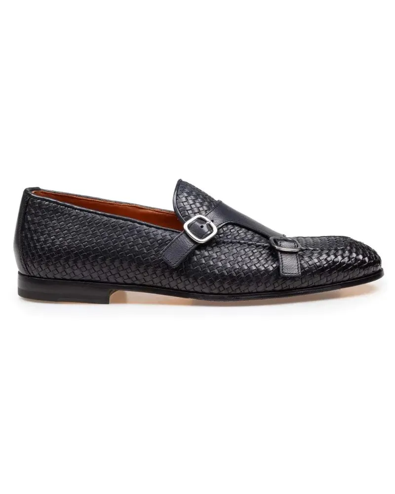 Doucal´s Loafer Woven Leather Double Adler Moccasin With Double Bu schwarz Schwarz